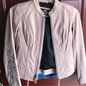 EUC - Harley Davidson Leather Riding Jacket - Pink